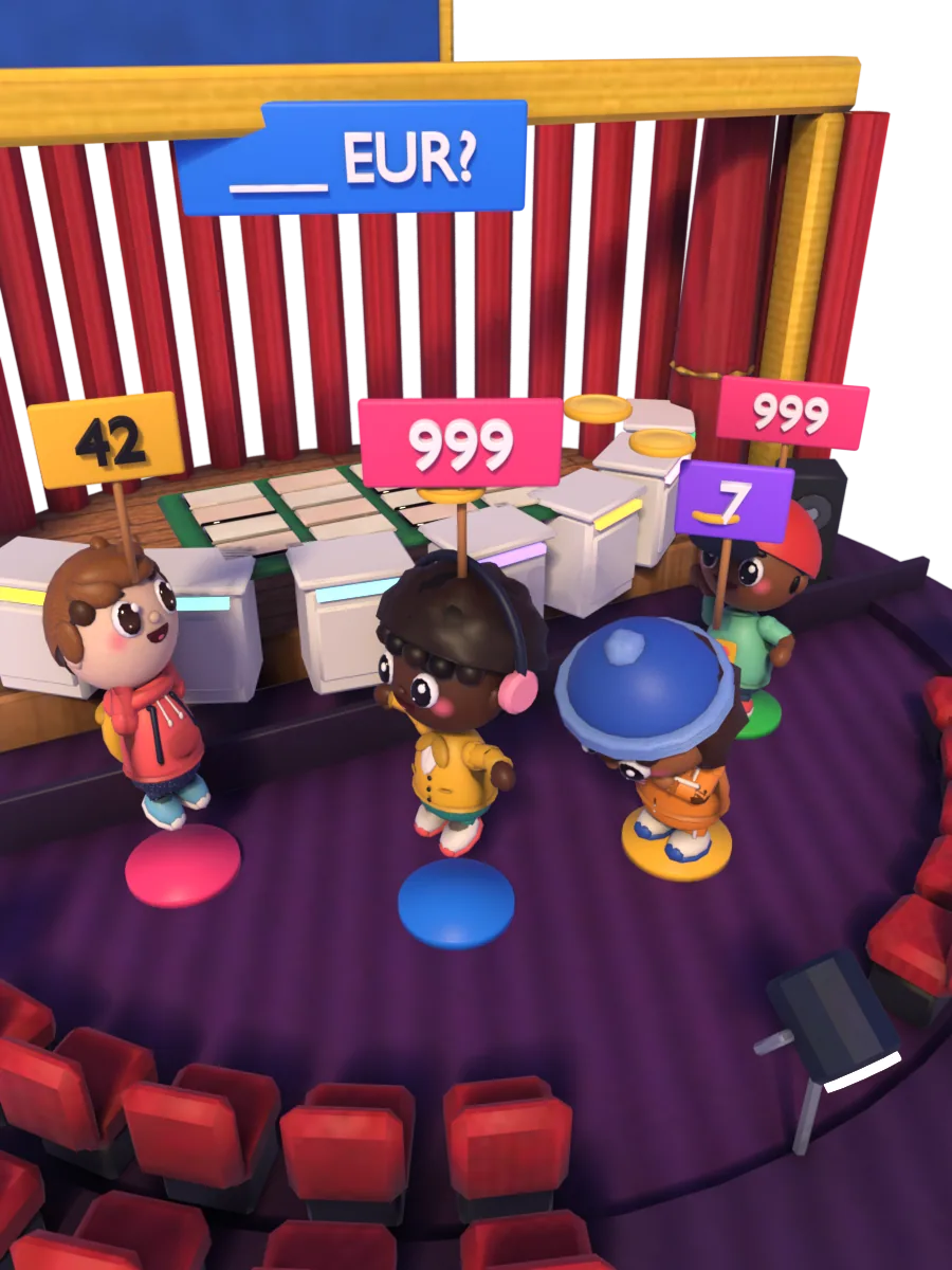 Szene aus dem Minispiel: Lügenbörse (Lie Market)