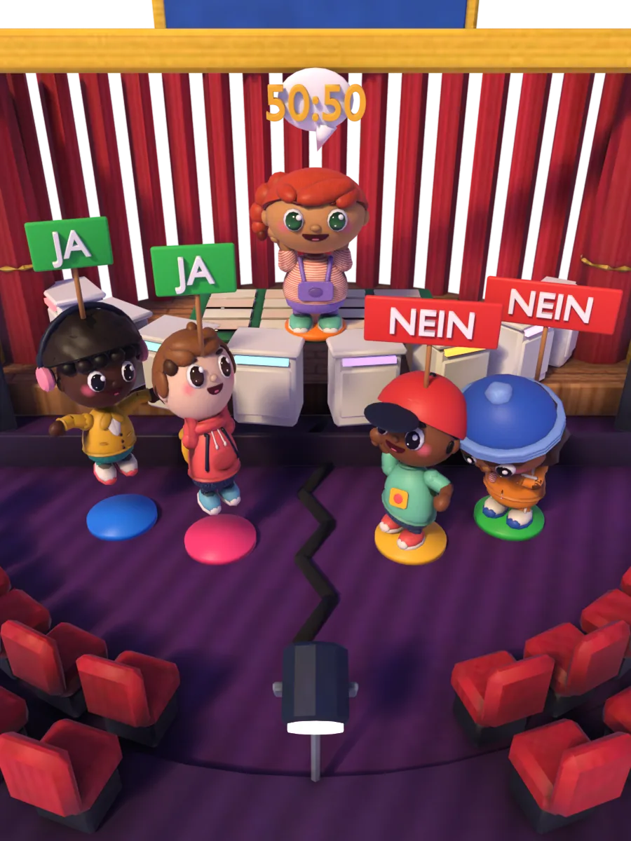Szene aus dem Minispiel: Spaltpilz (Split the Room)