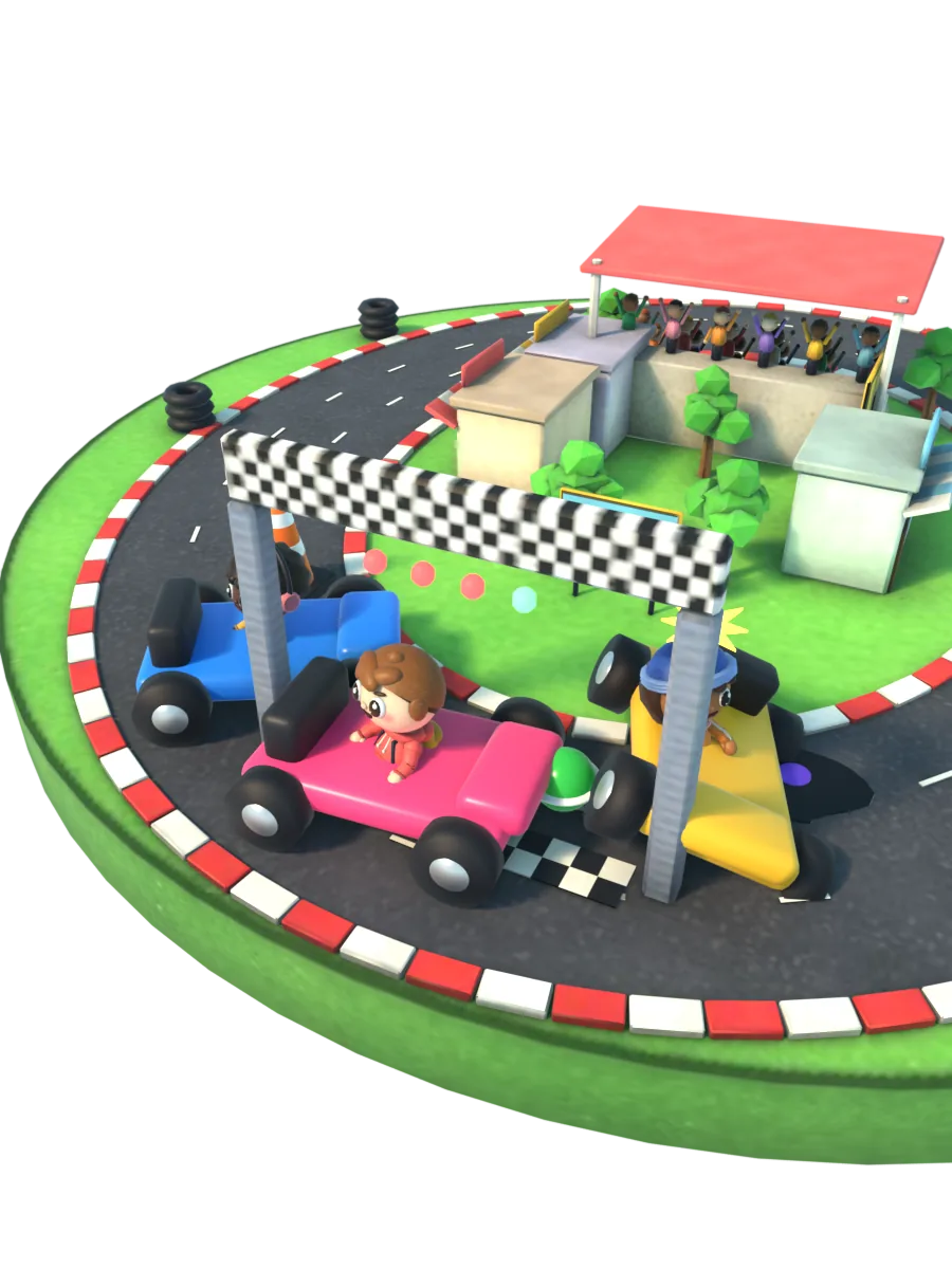 Szene aus dem Minispiel: Kurvenkrieg (Tilt Kart)